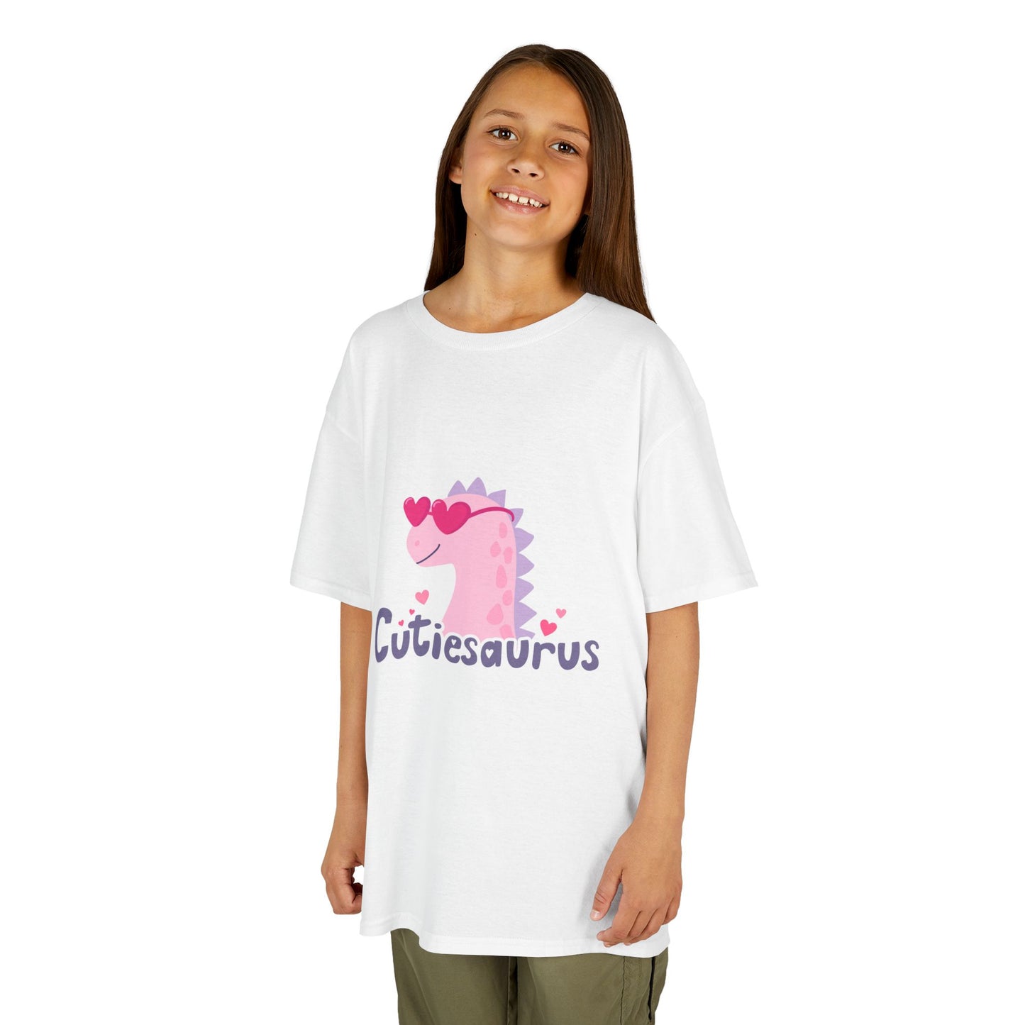 Kids T-Shirt — "Cutiesaurus" Pink Heart Dinosaur Tee