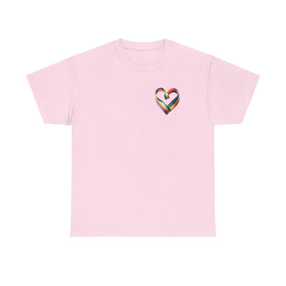 Minimalist Pride Heart T-Shirt – Subtle LGBTQ+ Rainbow Graphic Tee