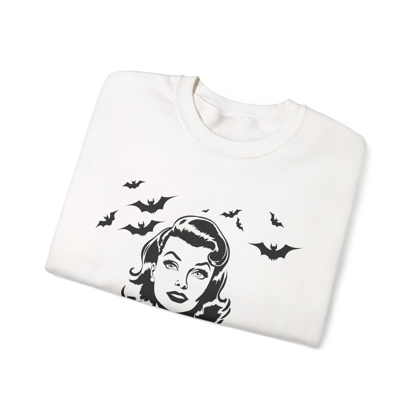 Vintage Halloween Woman Sweatshirt | Retro Bat Graphic Spooky Season Crewneck