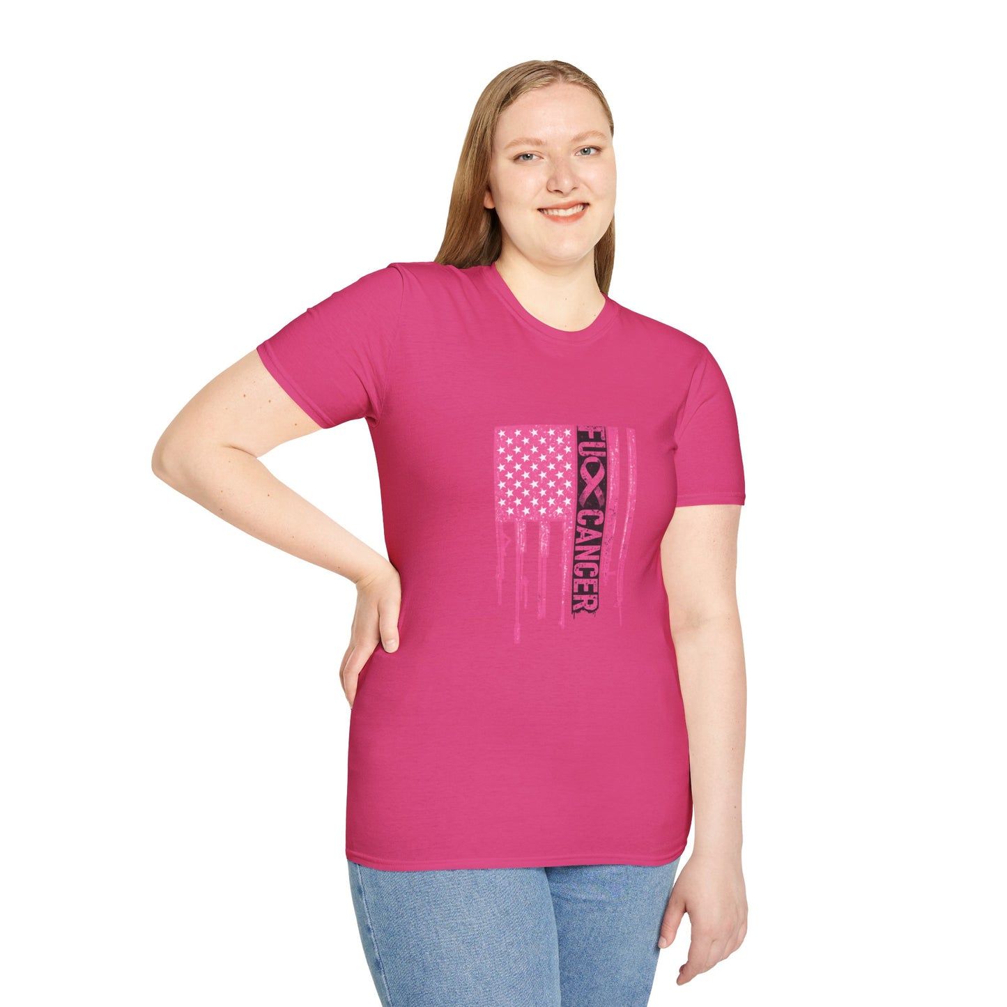 Breast Cancer Awareness Flag T-Shirt — Pink "Kick Cancer" Drip Design