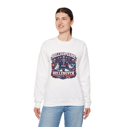 HelluVa Game Hellebuyck Sweatshirt – Red White & Blue Hockey Fan Sweatshirt