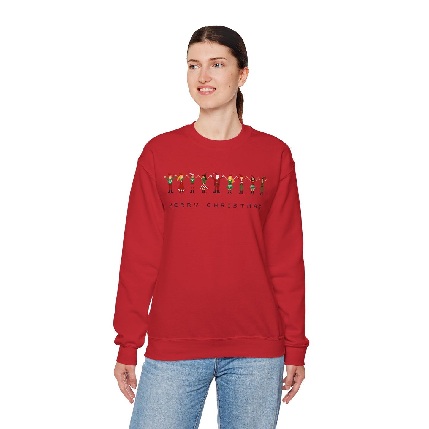Holiday Cheer Sweatshirt – Pixel Art Merry Christmas Crewneck
