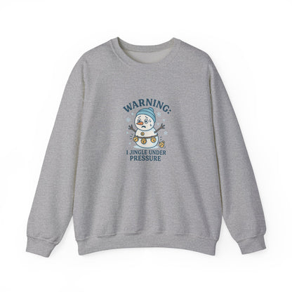 Warning: I Jingle Under Pressure Christmas Sweatshirt – Cute Funny Holiday Crewneck