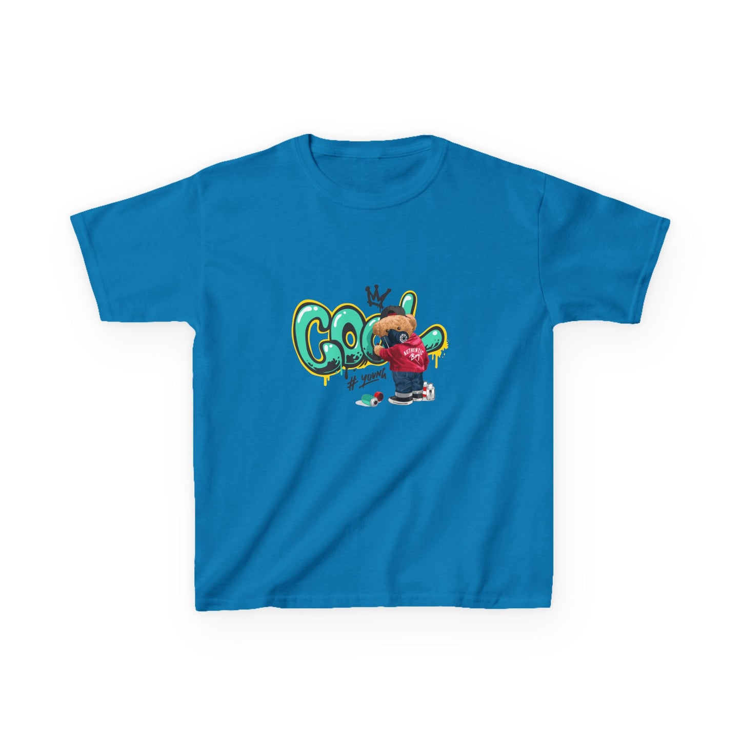 COOL Teddy Bear Graphic Kids' T-Shirt – "Authentic Boy" for Little Trendsetters!