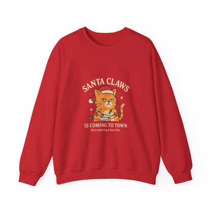 Sweatshirt — "Santa Claws is Coming to Town" Cute Cat Christmas Crewneck