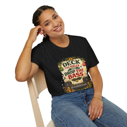 Deck the Halls and Drop the Bass Shirt | Funny DJ Christmas Tee