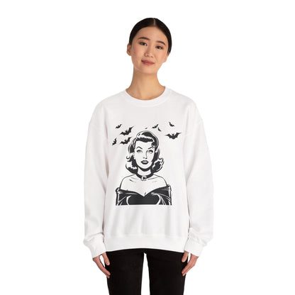 Vintage Halloween Woman Sweatshirt | Retro Bat Graphic Spooky Season Crewneck