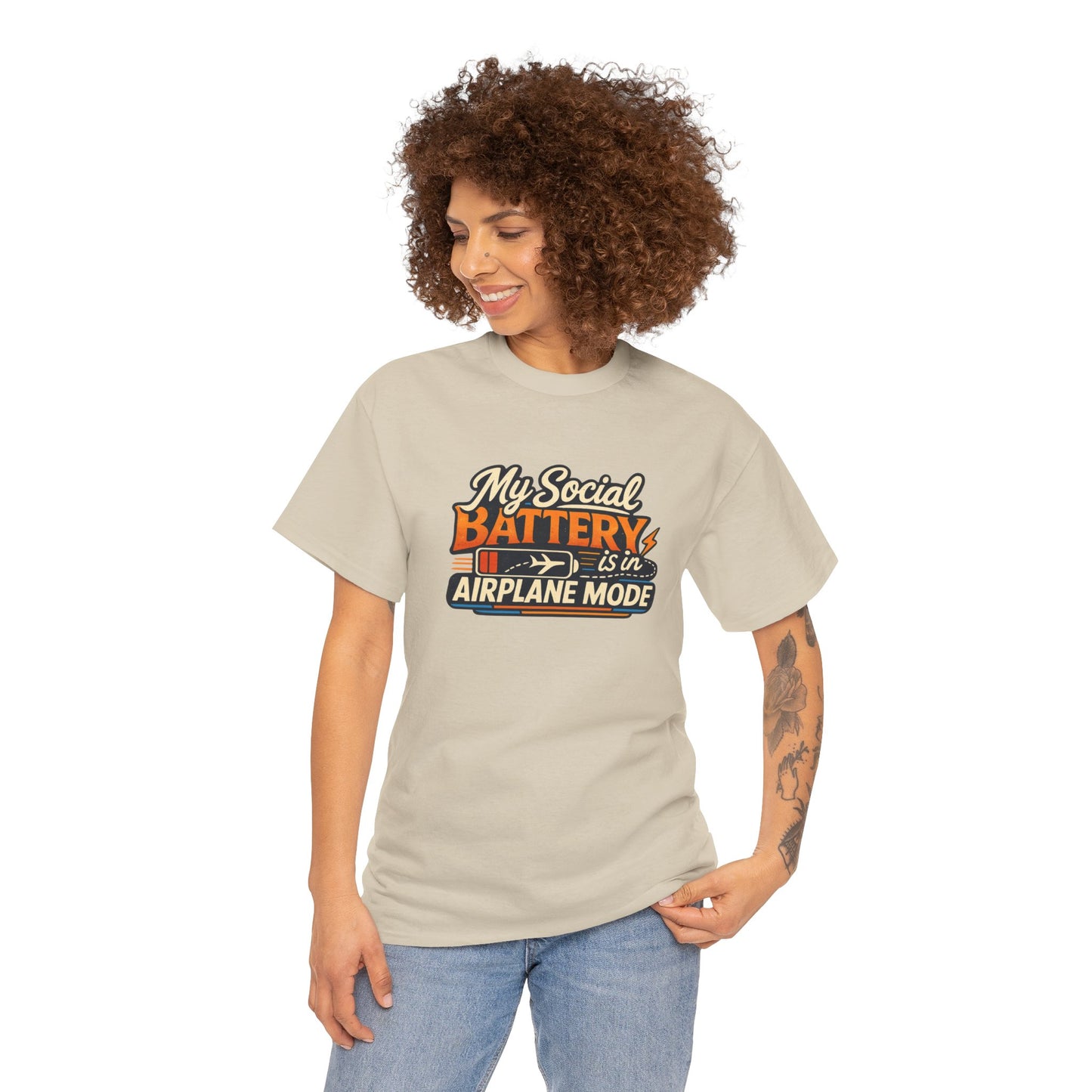 Airplane Mode Tee - "My Social Battery Is In Airplane Mode" Graphic Shirt