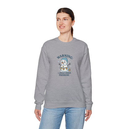 Warning: I Jingle Under Pressure Christmas Sweatshirt – Cute Funny Holiday Crewneck