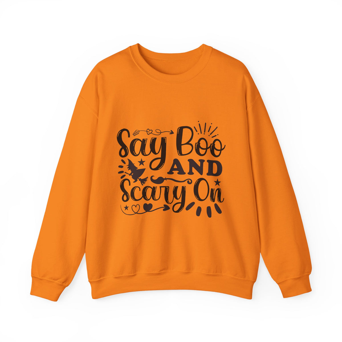 Say Boo and Carry On Funny Halloween Sweatshirt | Spooky Season Crewneck