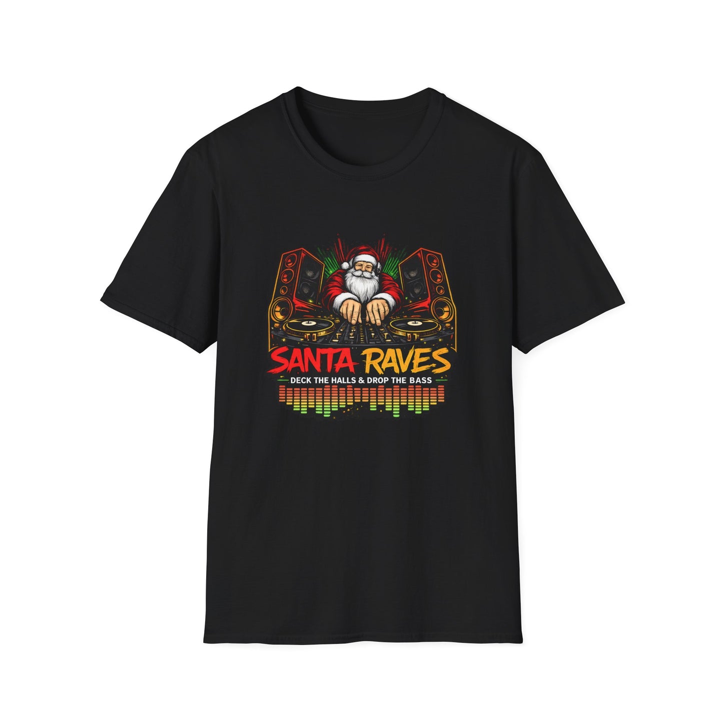 Santa Raves DJ Christmas Shirt | Funny Holiday DJ Graphic Tee