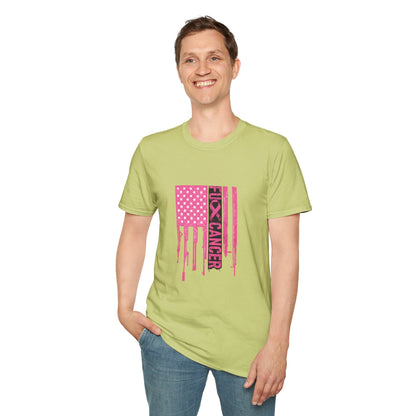 Breast Cancer Awareness Flag T-Shirt — Pink "Kick Cancer" Drip Design
