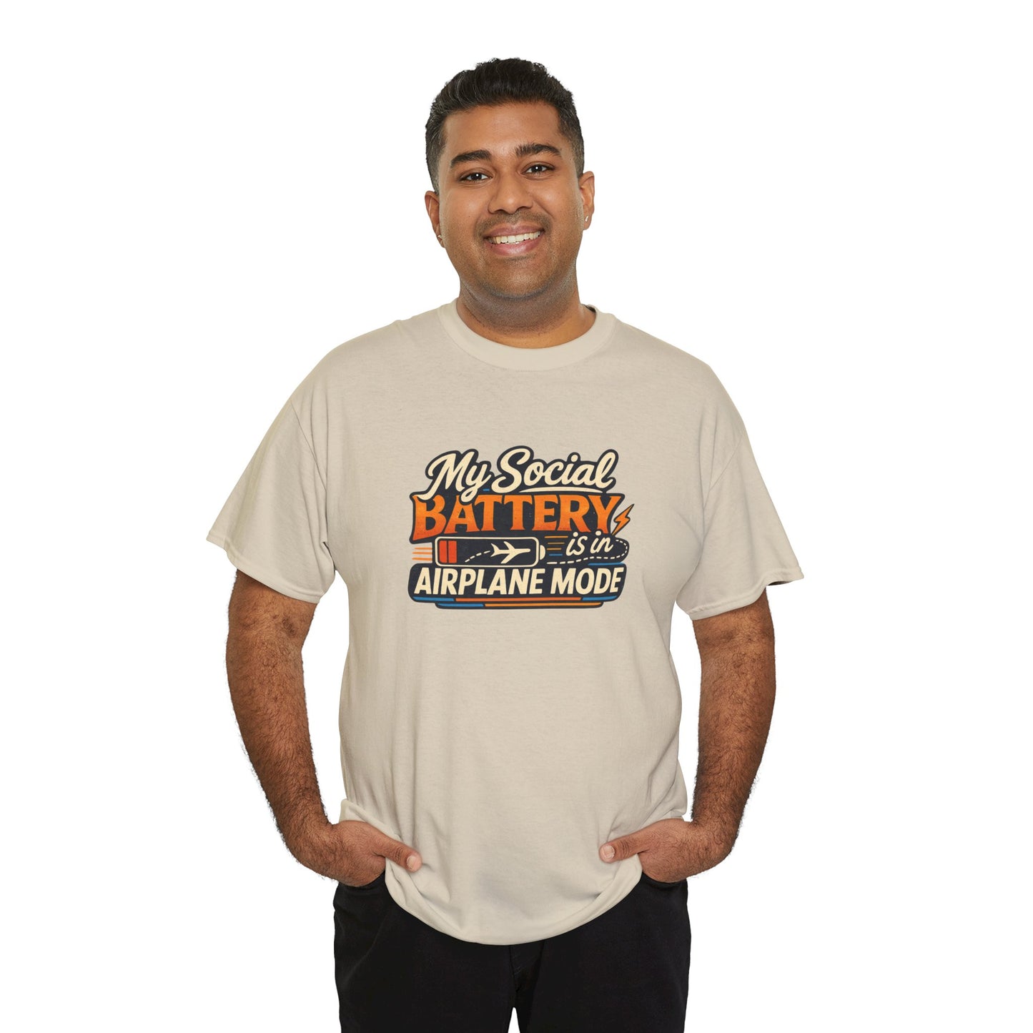 Airplane Mode Tee - "My Social Battery Is In Airplane Mode" Graphic Shirt