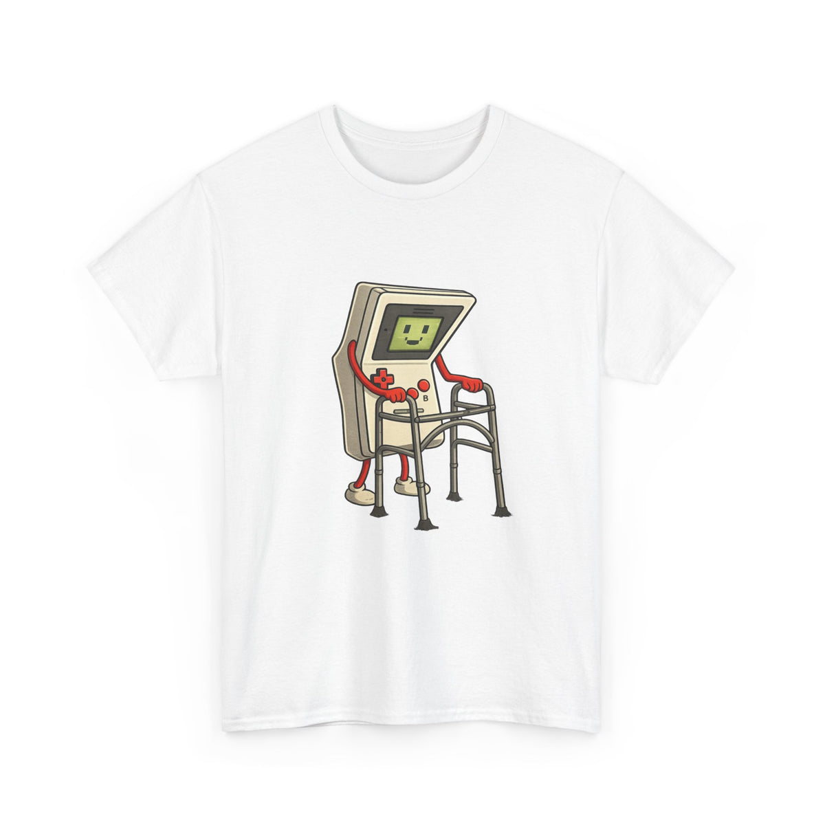 Aging Retro Gamer With Walker – Funny Old School Gamer Shirt