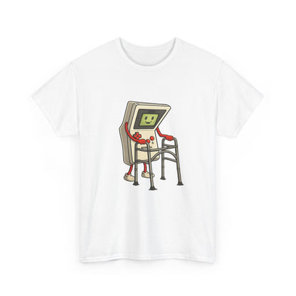 Aging Retro Gamer With Walker – Funny Old School Gamer Shirt
