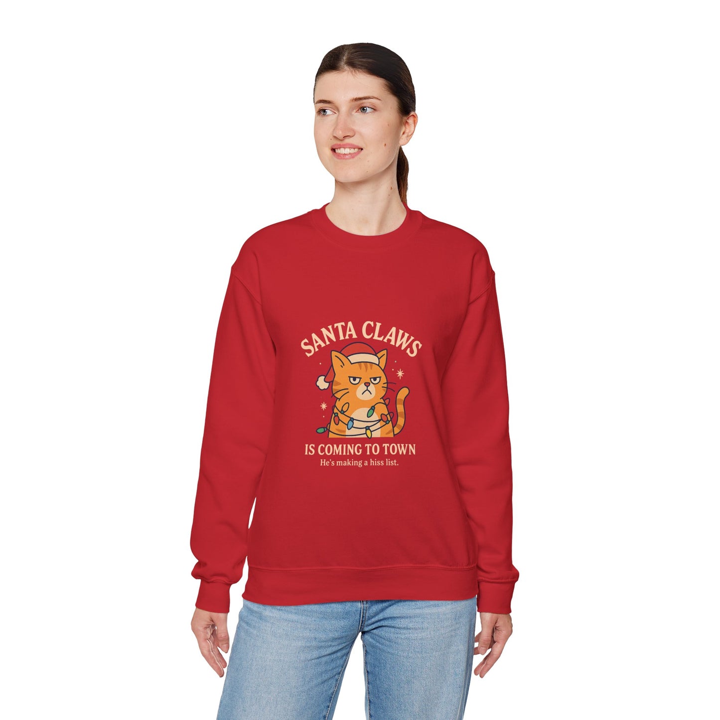 Sweatshirt — "Santa Claws is Coming to Town" Cute Cat Christmas Crewneck
