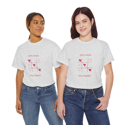 You Won My Heart Valentine Shirt – Cute Tic Tac Toe Love Tee, Romantic Gift for Her, Pink Valentine’s T-Shirt