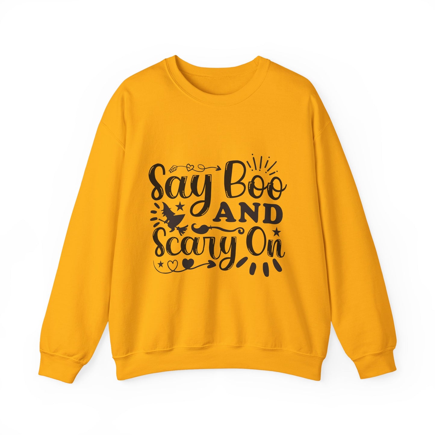 Say Boo and Carry On Funny Halloween Sweatshirt | Spooky Season Crewneck