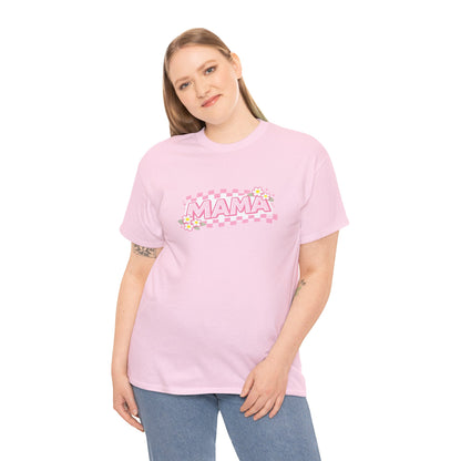 Mama Checkerboard Shirt – Trendy Floral Mom Tee