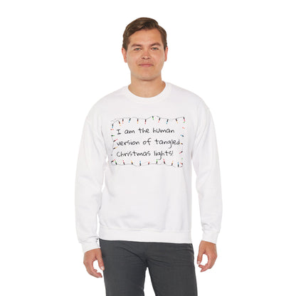 Funny Christmas Sweatshirt – “Tangled Christmas Lights” Holiday Humor