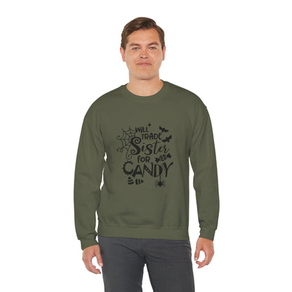 Will Trade Sister for Candy Halloween Sweatshirt – Funny Graphic Crewneck
