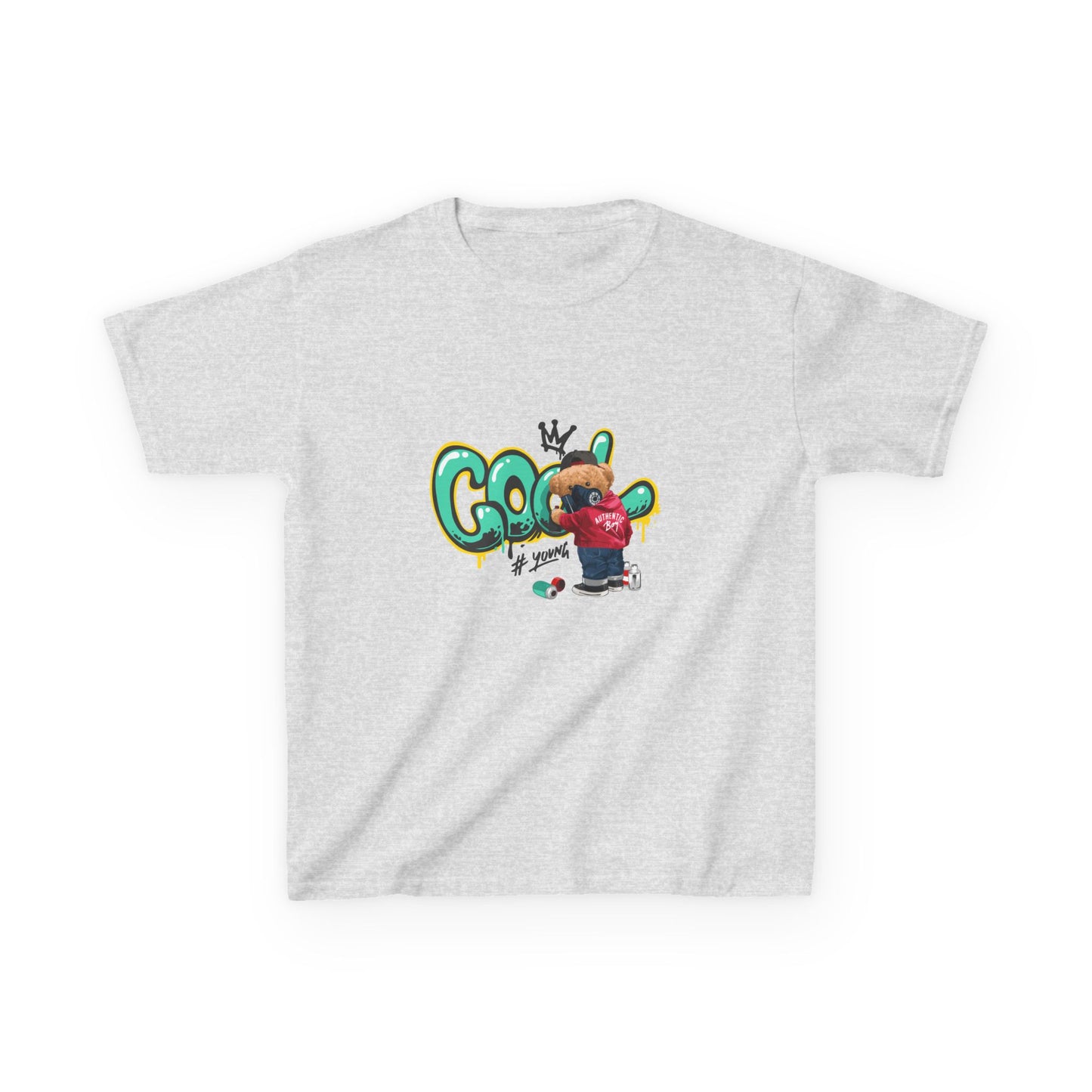 COOL Teddy Bear Graphic Kids' T-Shirt – "Authentic Boy" for Little Trendsetters!