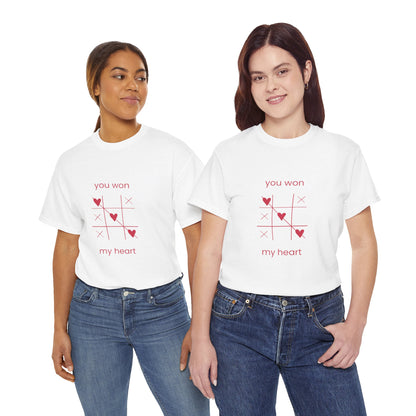 You Won My Heart Valentine Shirt – Cute Tic Tac Toe Love Tee, Romantic Gift for Her, Pink Valentine’s T-Shirt