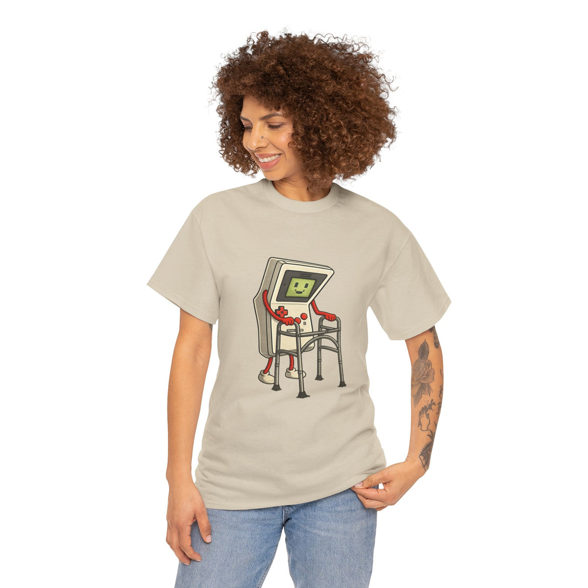Aging Retro Gamer With Walker – Funny Old School Gamer Shirt