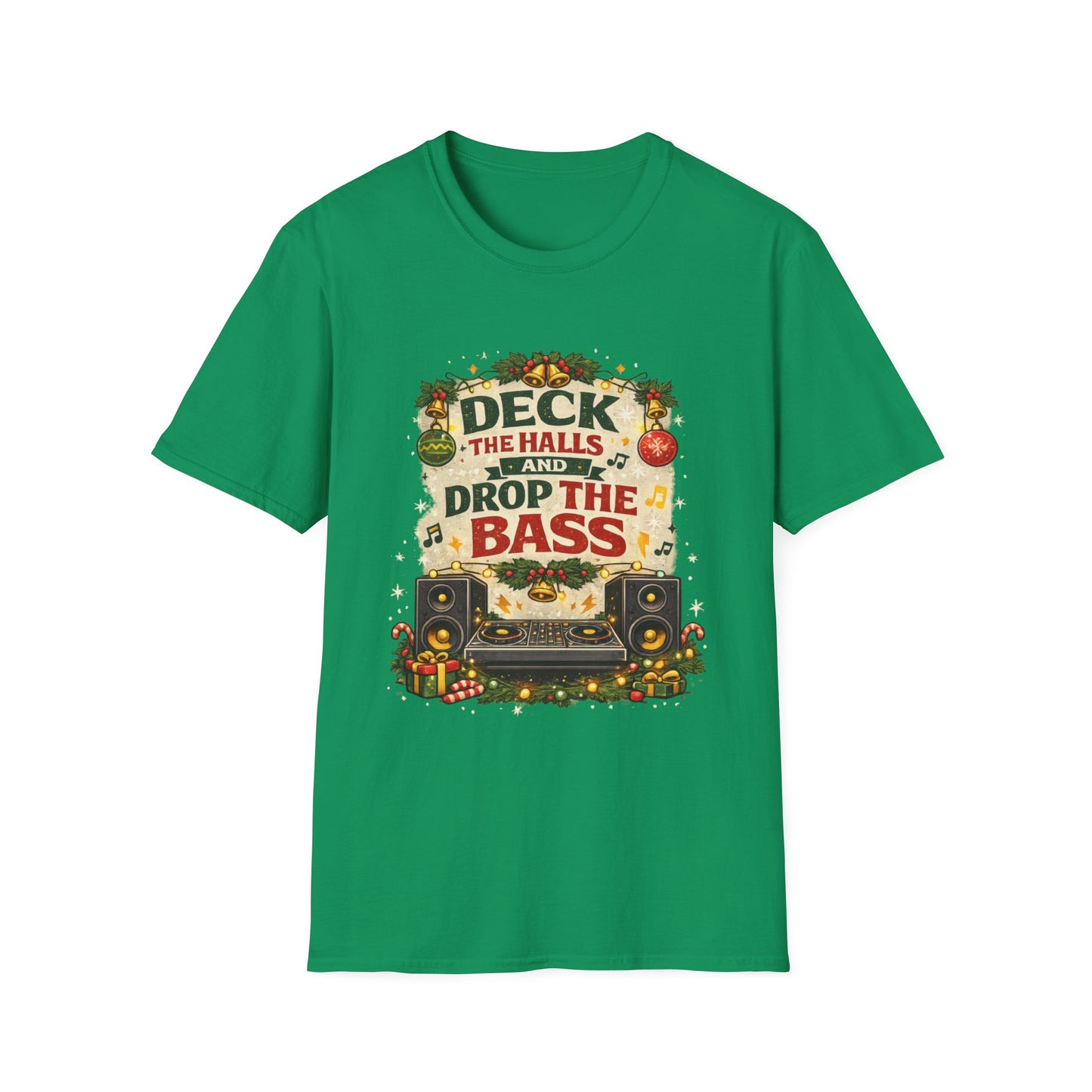 Deck the Halls and Drop the Bass Shirt | Funny DJ Christmas Tee
