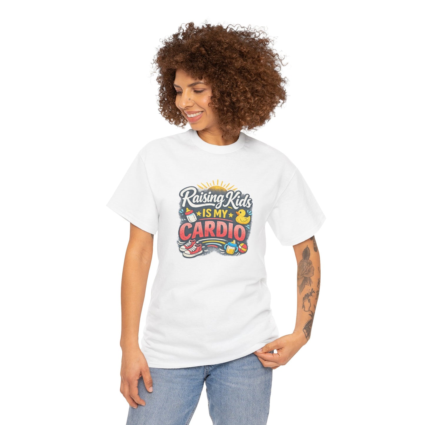 Raising Kids Is My Cardio Shirt – Funny Mom Life Tee