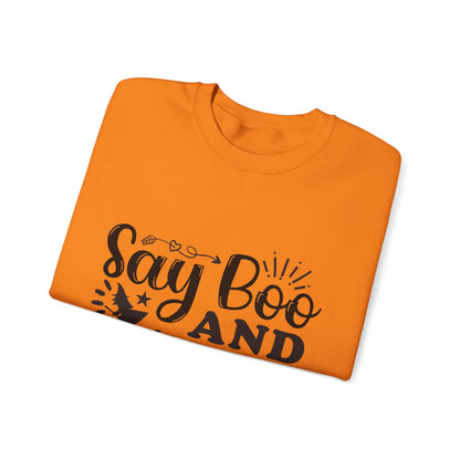 Say Boo and Carry On Funny Halloween Sweatshirt | Spooky Season Crewneck