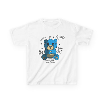 Big Boy Original Teddy Bear kids graphic tee with bold blue attitude bear design